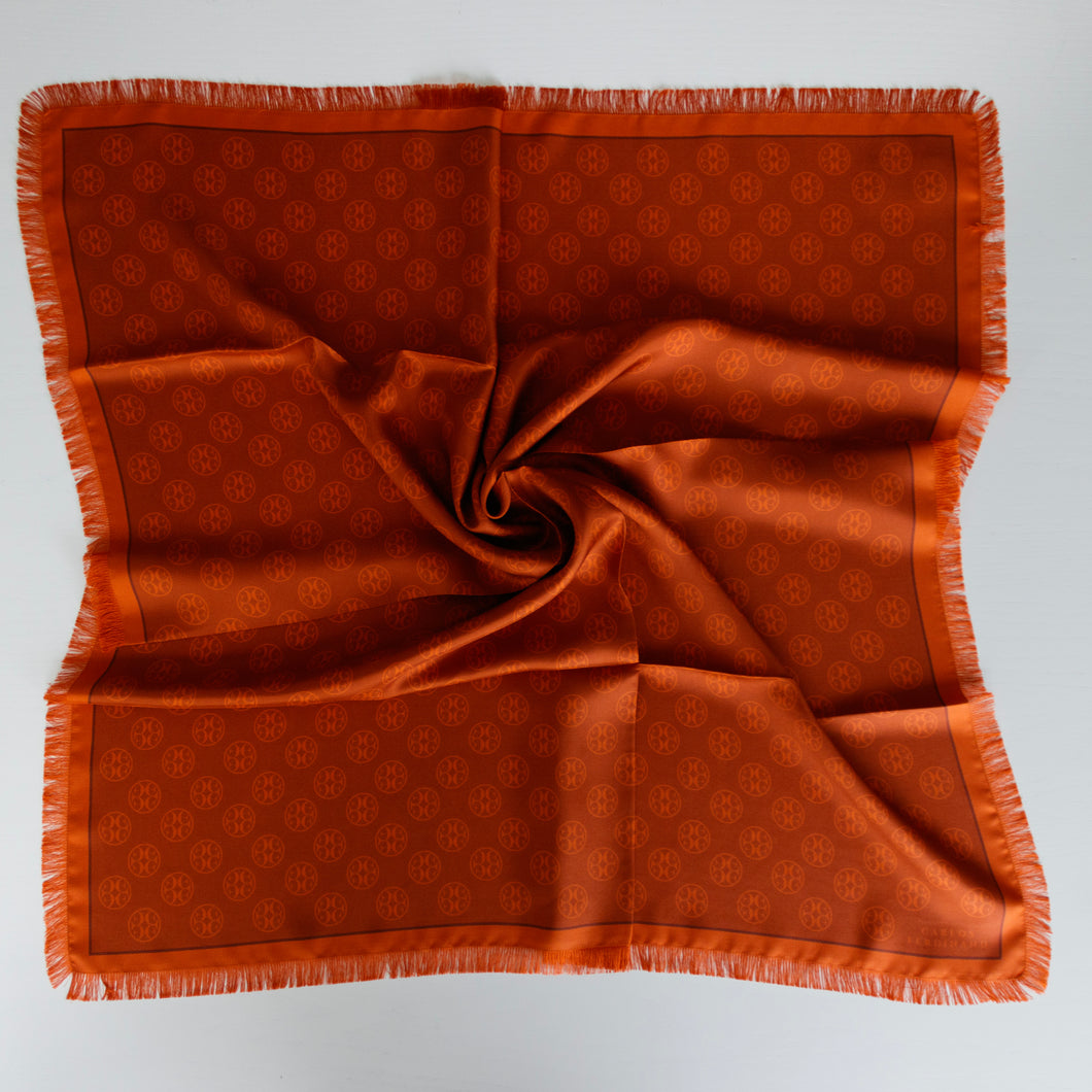 Fringed Monogram Burnt Orange 90cm